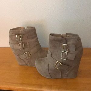 Suede Wedge Bootie